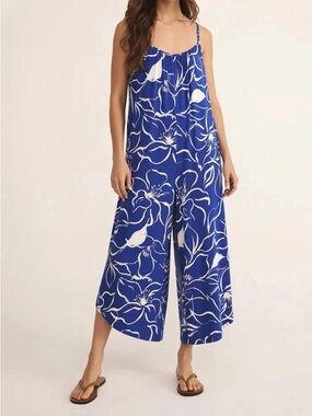 Z Supply Cala Floral Blue & White Floral Wide-Leg Jumpsuit